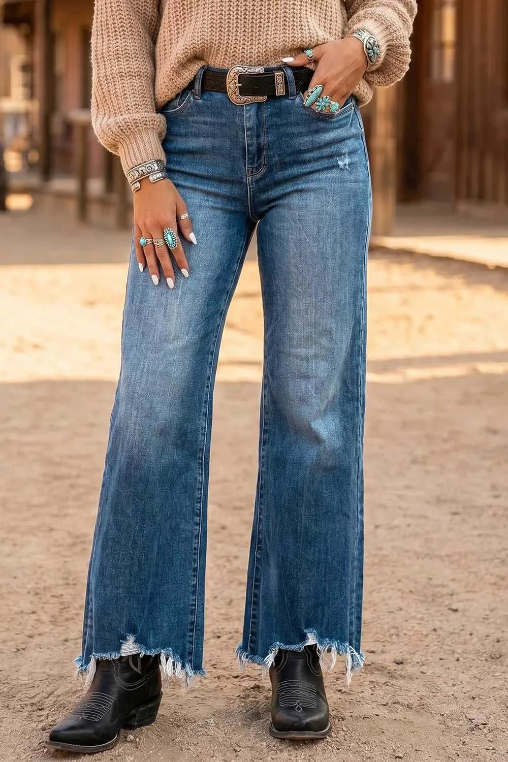 High Waist Frayed Hem Flare Jeans 100100364484186 71 Affordable Fashion Under $100 Jerry's Apparel 