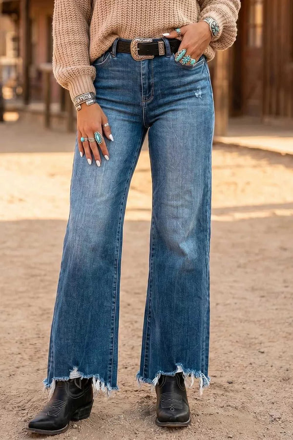 High Waist Frayed Hem Flare Jeans 100100364484186 71 Affordable Fashion Under $100 Jerry's Apparel 