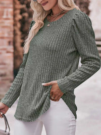 Ribbed Knit Puff Sleeve T-Shirt 100100962471478 28 Affordable Fashion Under $100 Jerry's Apparel 