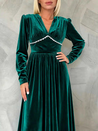 Velvet V-Neck Long Sleeve Maxi Dress 100100704748707 51 Affordable Fashion Under $100 Jerry's Apparel 