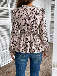 Perfee Printed Round Neck Smocked Flounce Sleeve T-Shirt 100101610531270 39 Affordable Fashion Under $100 Jerry's Apparel 