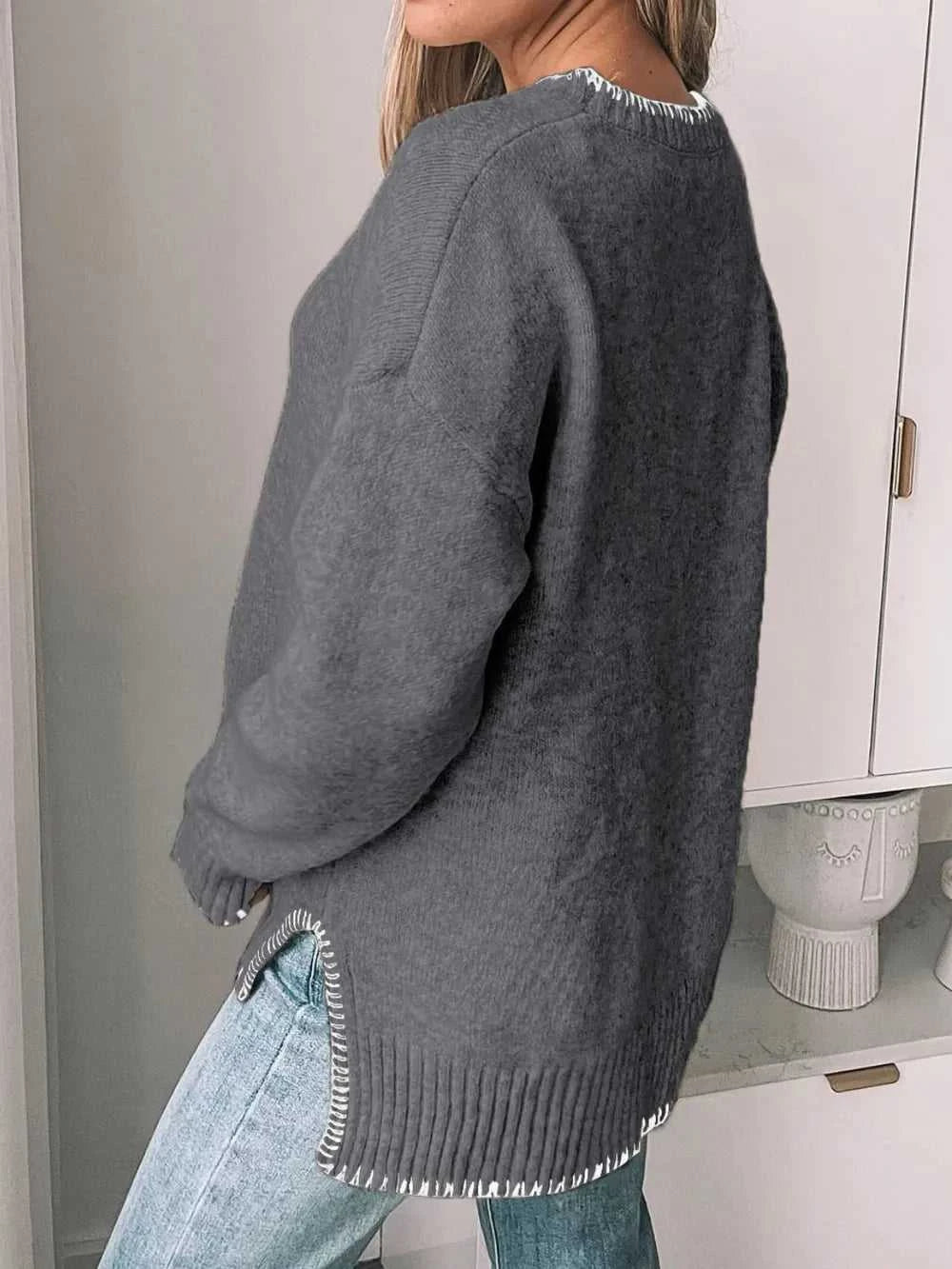 Perfee Round Neck Long Sleeve Sweater 100100049404525 45 Affordable Fashion Under $100 Jerry's Apparel 