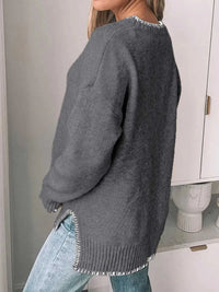 Perfee Round Neck Long Sleeve Sweater 100100049404525 45 Affordable Fashion Under $100 Jerry's Apparel 