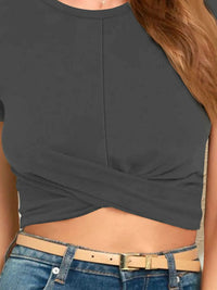 Round Neck Short Sleeve Crop T-Shirt
