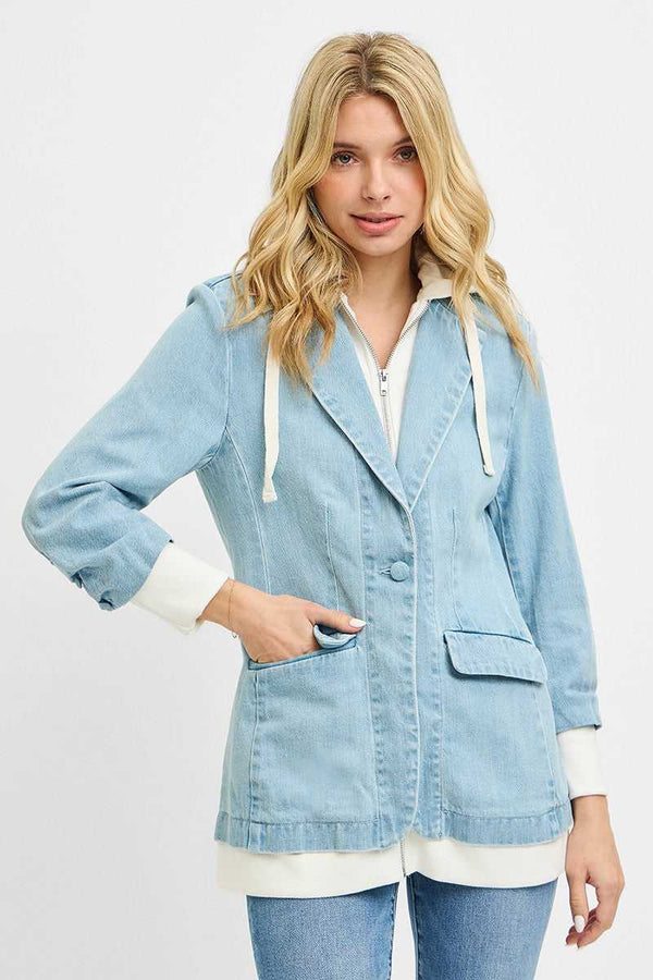 RISEN One Button Blazer with Hoodie Jacket 100100398261892 79 Affordable Fashion Under $100 Jerry's Apparel 