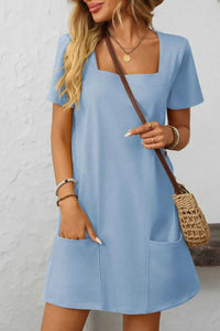 Mandy Square Neck Short Sleeve Mini Dress 100100588511470 24 Affordable Fashion Under $100 Jerry's Apparel 