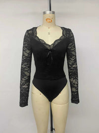 Lace Long Sleeve Bodysuit with Bow Detail 101001034927800 34 Affordable Fashion Under $100 Jerry's Apparel 