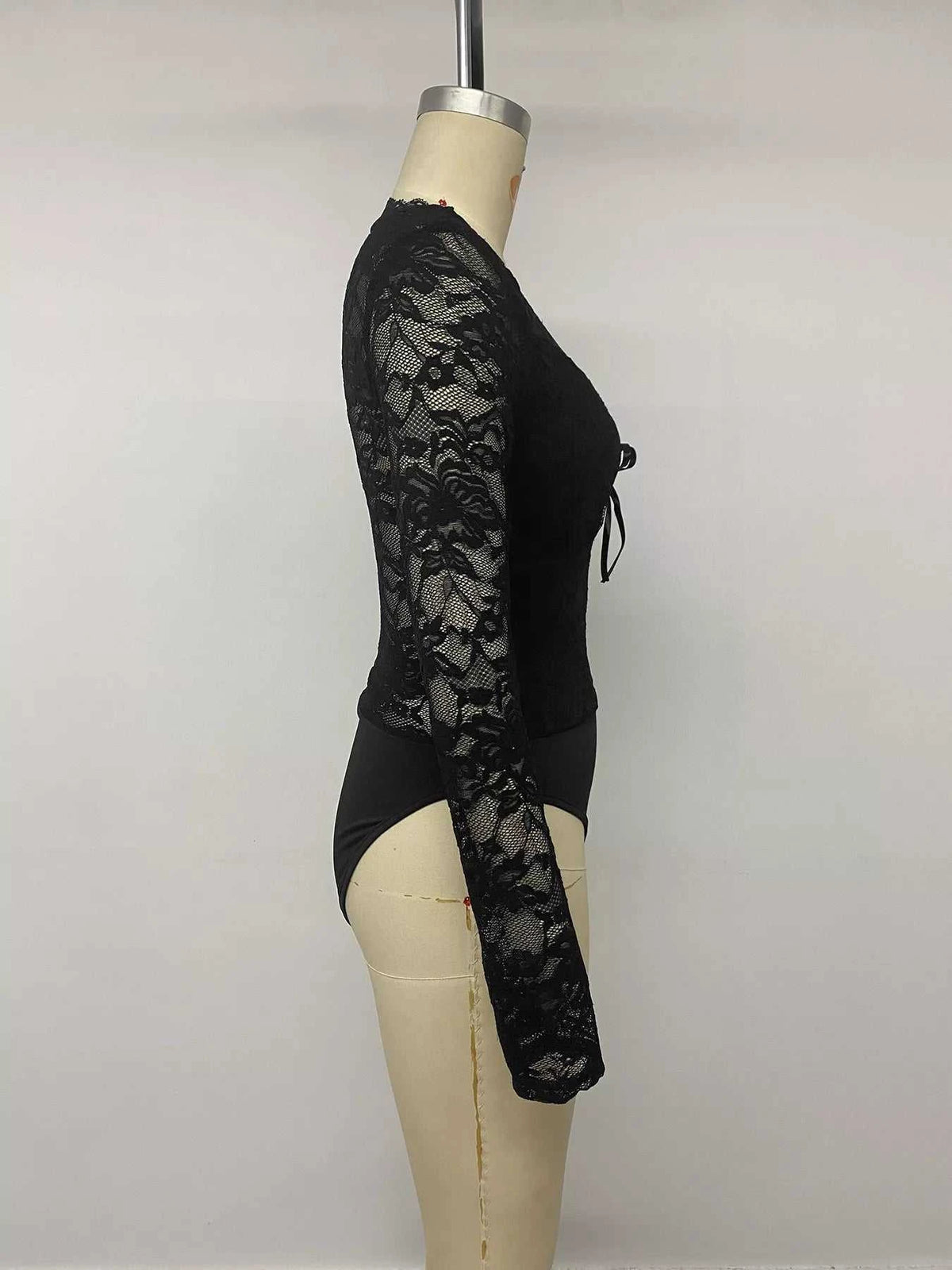 Lace Long Sleeve Bodysuit with Bow Detail 101001034927800 34 Affordable Fashion Under $100 Jerry's Apparel 