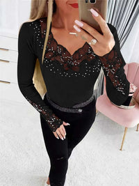 Elegant Lace Trim Long Sleeve Top 100100972289207 35 Affordable Fashion Under $100 Jerry's Apparel 