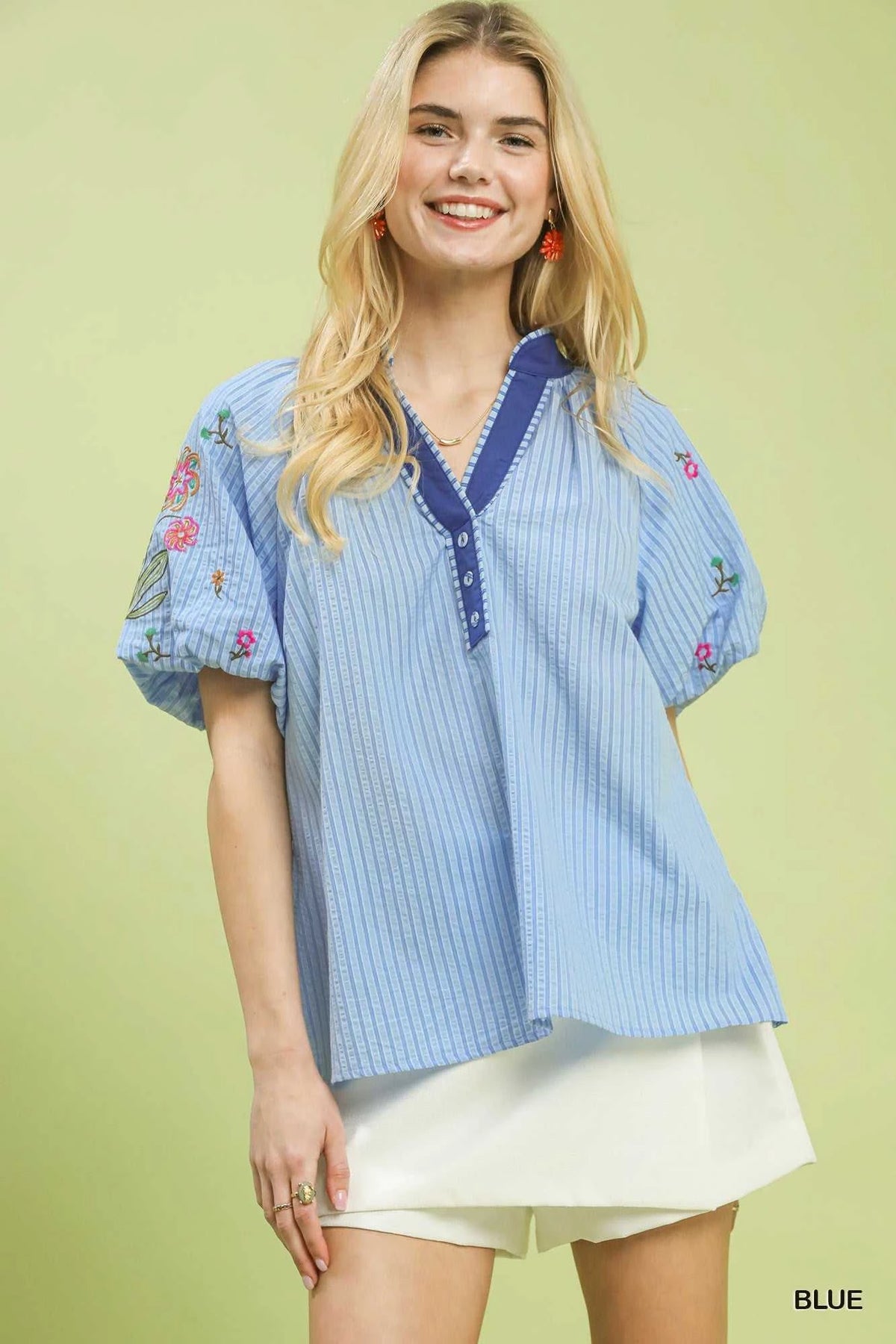 Umgee Embroidered Stripe Top 100100087431055 55 Affordable Fashion Under $100 Jerry's Apparel 
