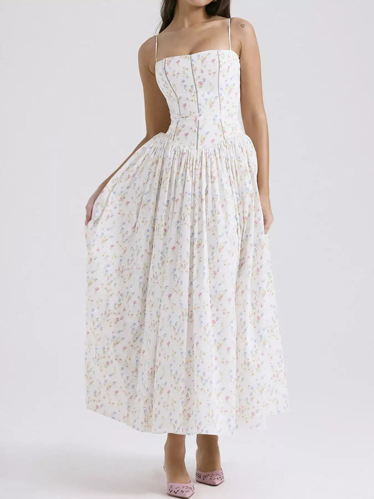 Floral Spaghetti Straps Midi Dress 101001005550846 56 Affordable Fashion Under $100 Jerry's Apparel 