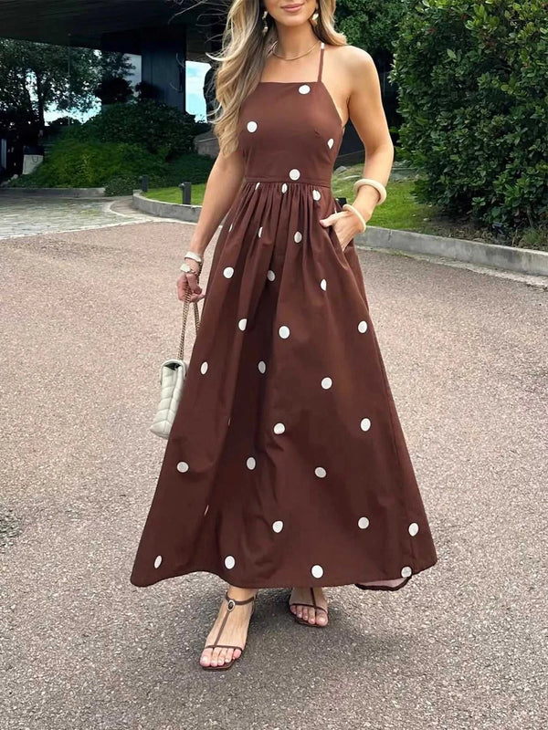 Polka Dot Maxi Dress with Spaghetti Straps 100100281034092 39 Gifts for Her Jerry's Apparel 