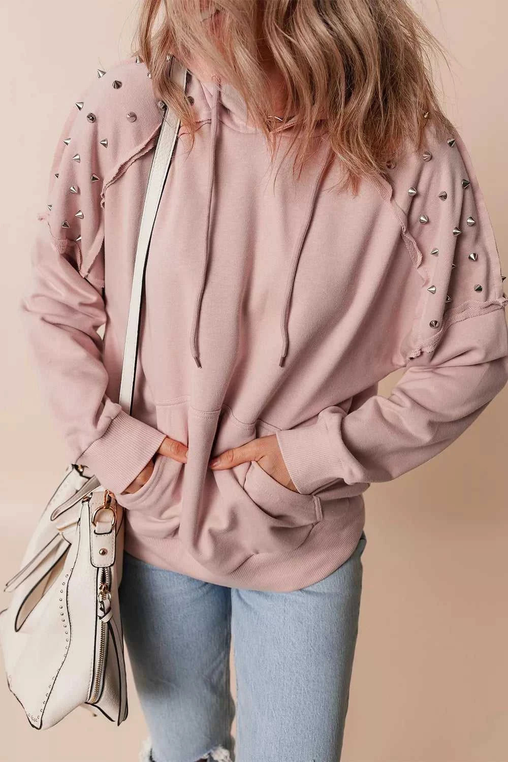 Drawstring Studded Shoulder Hoodie 100100808351688 57 Affordable Fashion Under $100 Jerry's Apparel 