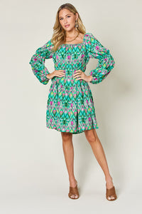 Full Size Printed Long Sleeve Dress