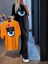 Full Size Eye-Pattern Round Neck Top and Pants Two-Piece Set Plus Size 101001969974040 37 Affordable Fashion Under $100 Jerry's Apparel 