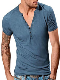 Men's Full Size Button Detail Short Sleeve Top Plus Size