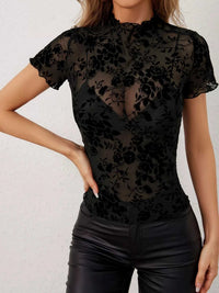 Floral Lace Sheer Mesh Top 100100727800078 22 Affordable Fashion Under $100 Jerry's Apparel 