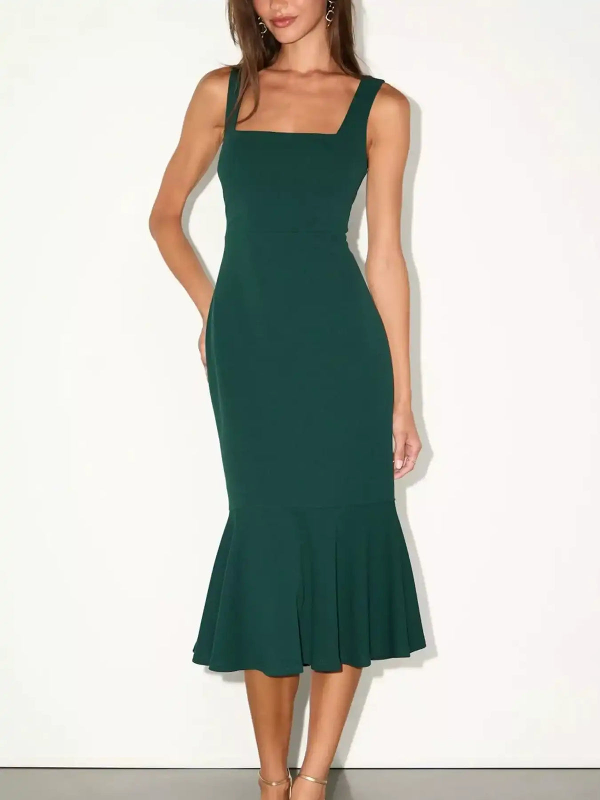 Sleeveless Square Neck Mermaid Midi Dress 101001215514921 49 Affordable Fashion Under $100 Jerry's Apparel 