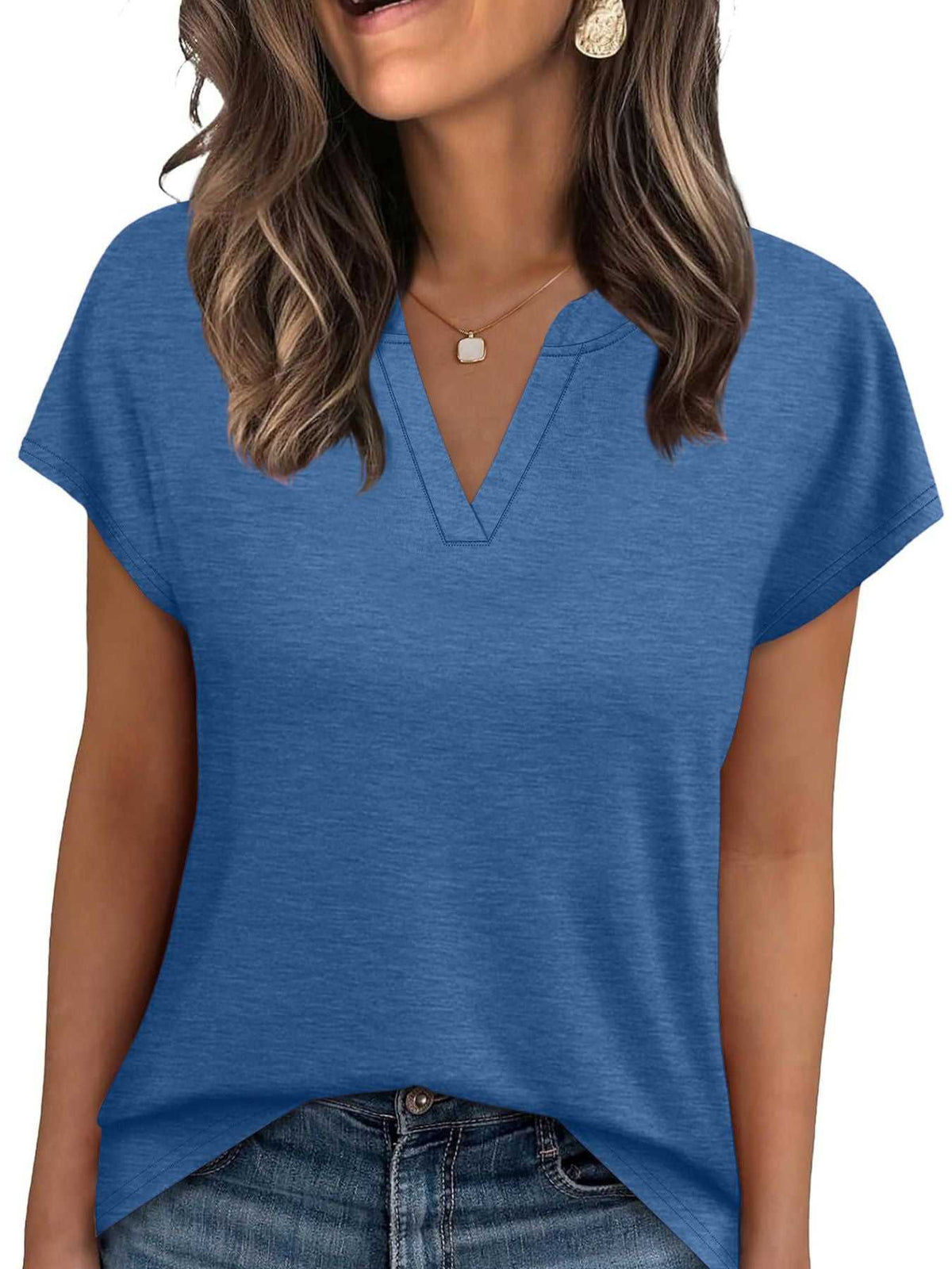 Notched Short Sleeve T-Shirt 100100058945563 25 Affordable Fashion Under $100 Jerry's Apparel 