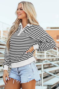 Striped Dropped Shoulder Long Sleeve Sweatshirt