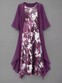 Full Size Floral Print Midi Dress and Chiffon Cardigan Set Plus Size 101001950650233 50 Affordable Fashion Under $100 Jerry's Apparel 