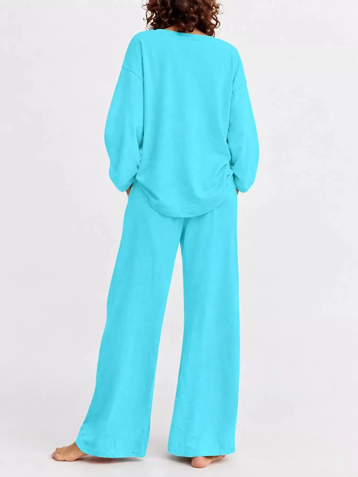 Full Size Round Neck Top and Drawstring Wide-Leg Pants Set Plus Size 101001726920137 48 Gifts for Her Jerry's Apparel 