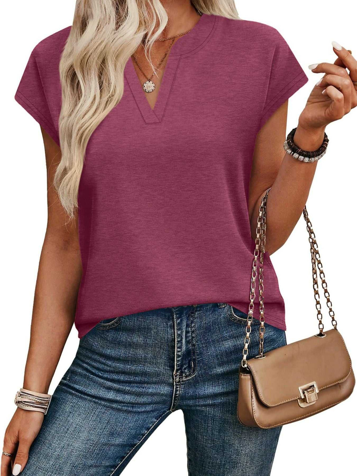 Notched Short Sleeve T-Shirt 100100058945563 25 Affordable Fashion Under $100 Jerry's Apparel 
