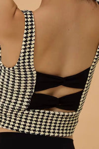 Crisscross Back Houndstooth Active Bra