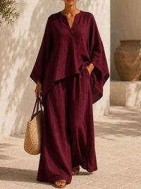 Full Size Loose Fit Top and Wide-Leg Pants Set Plus Size 101001296470286 42 Affordable Fashion Under $100 Jerry's Apparel 