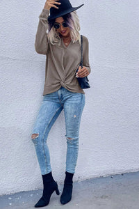 Perfee Twist Front Long Sleeve Waffle Knit Top 100100044696095 26 Affordable Fashion Under $100 Jerry's Apparel 