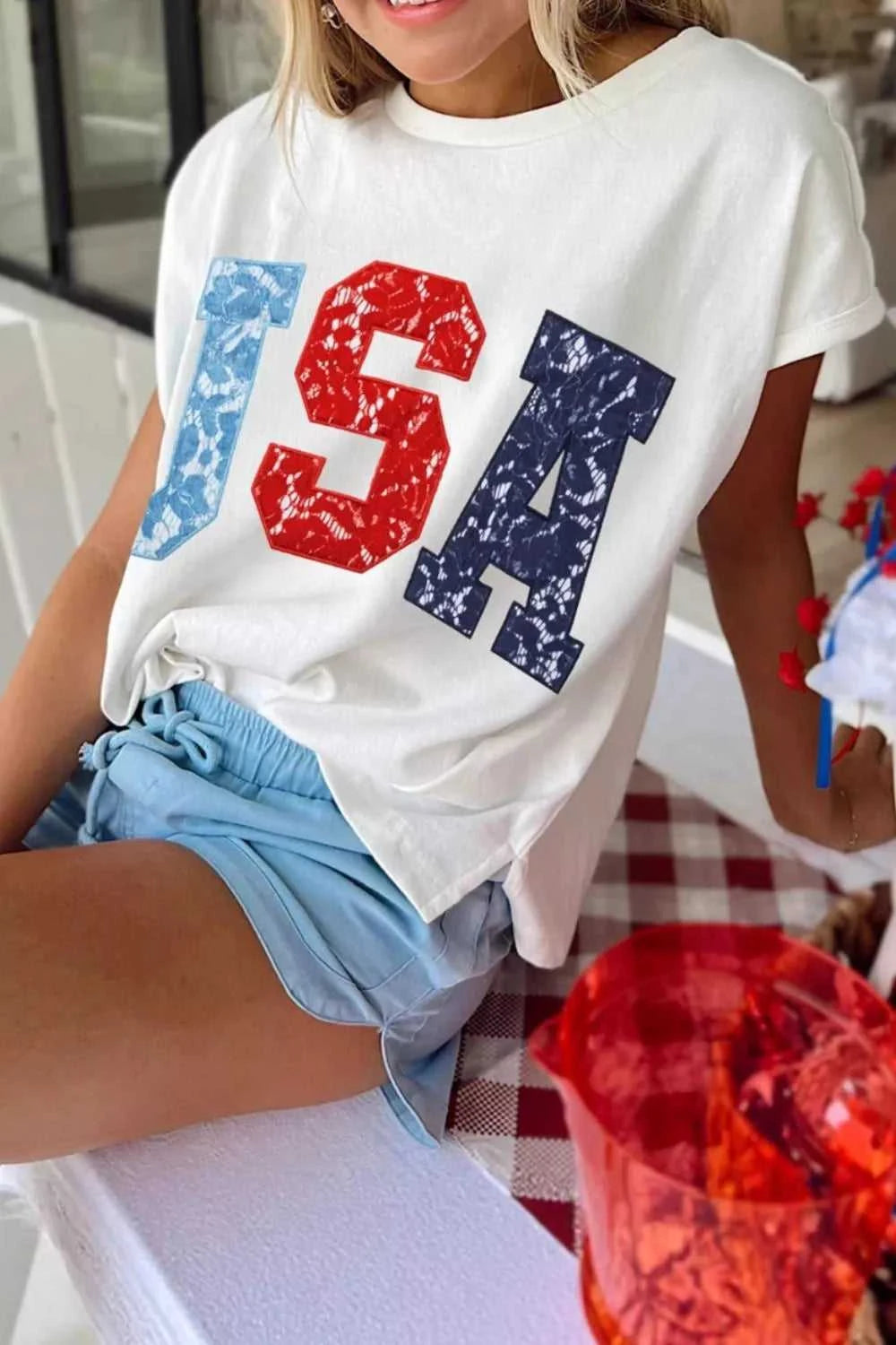 USA Color Block Letter Graphic Dolman Tee 100100650649216 34 Affordable Fashion Under $100 Jerry's Apparel 