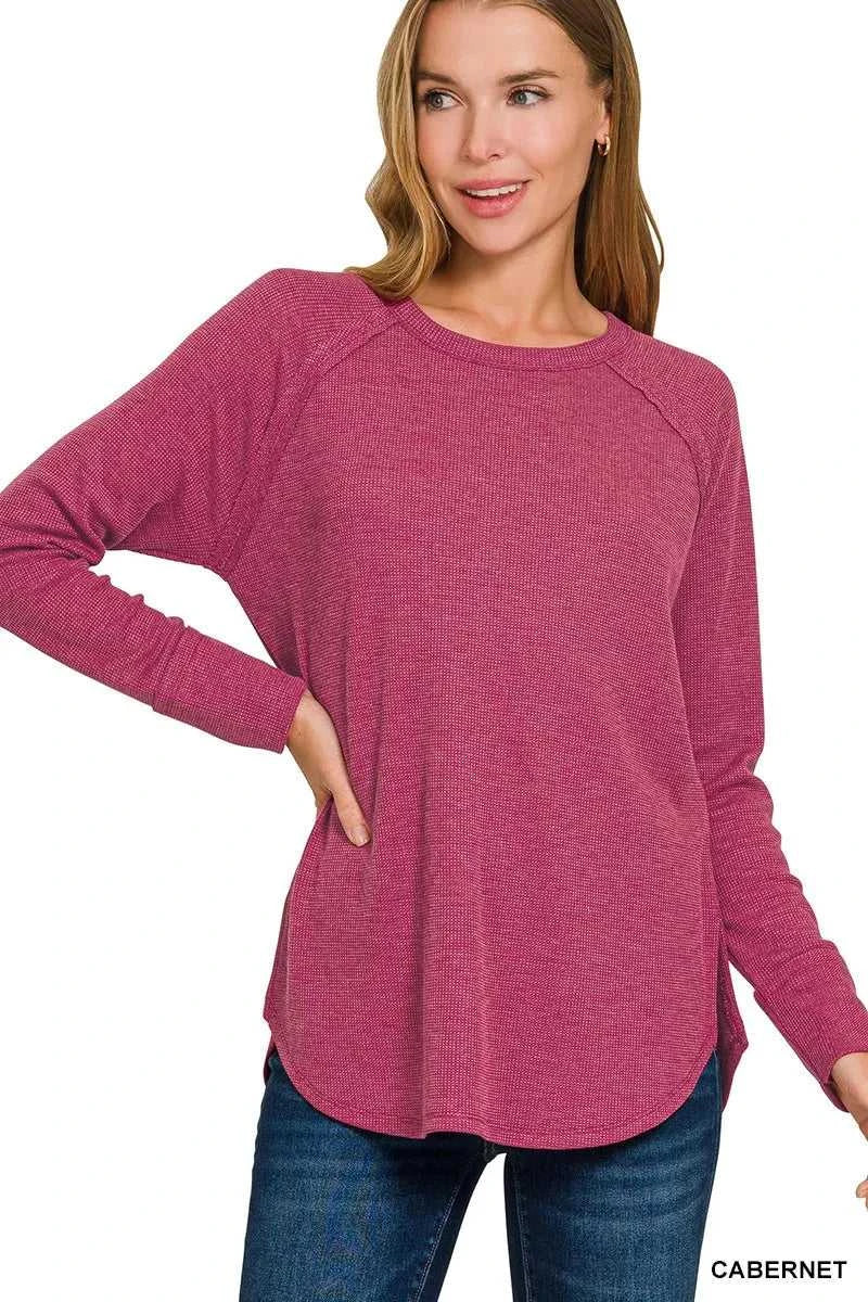 Zenana Baby Waffle Long Sleeve Top 100100404421874 21 Affordable Fashion Under $100 Jerry's Apparel 