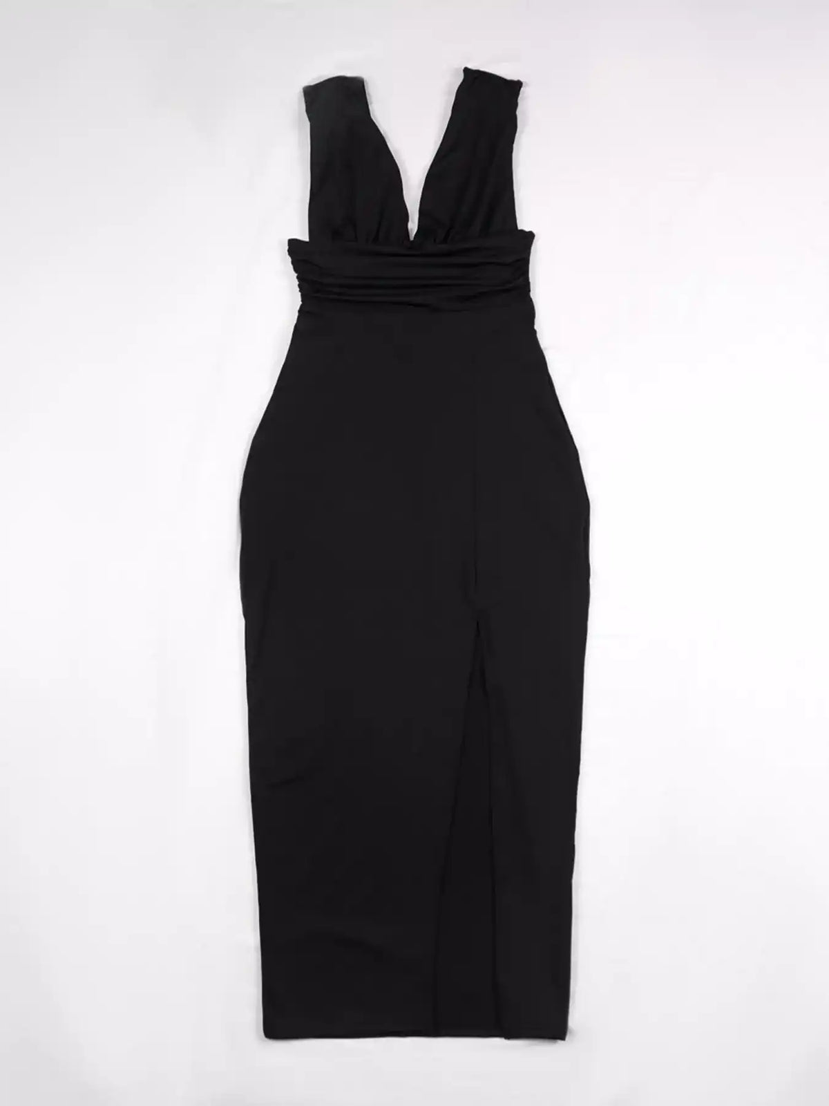 Sleeveless Deep V-Neck Ruched High Slit Bodycon Dress 101001854690361 33 Affordable Fashion Under $100 Jerry's Apparel 