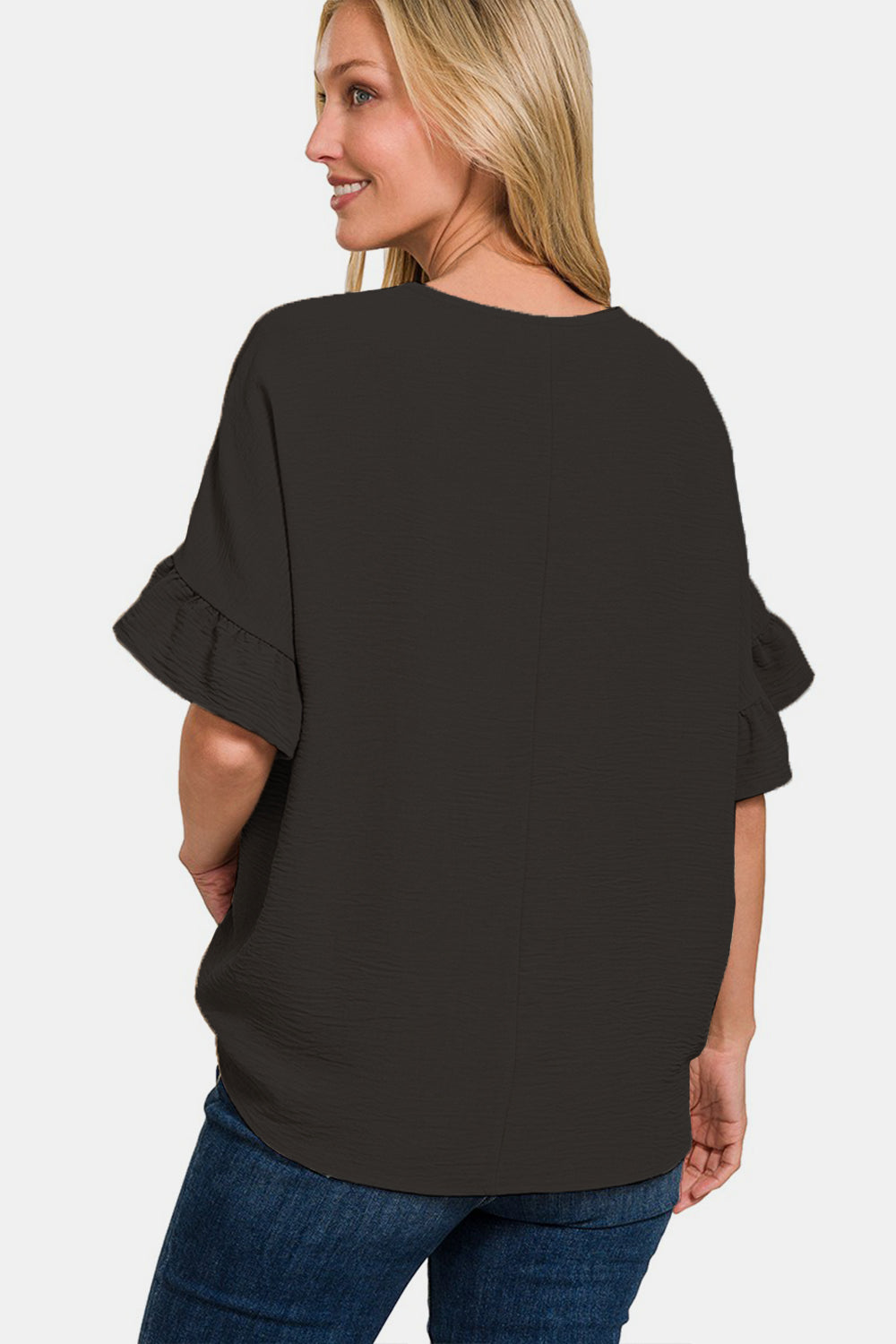 V-Neck Flutter Sleeve Top