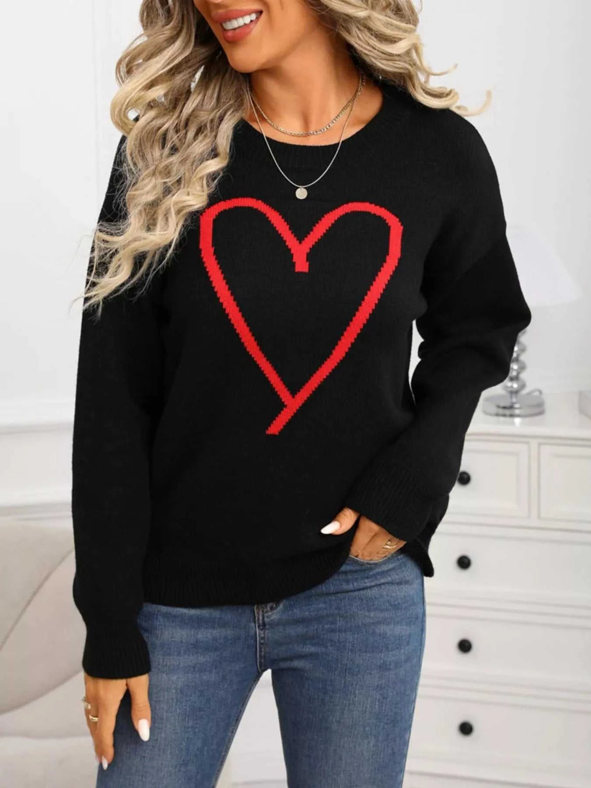 Valentine's Day Heart Graphic Dropped Shoulder Sweater 100100820549712 49 Affordable Fashion Under $100 Jerry's Apparel 