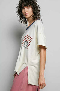 POL American Flag Color Block Side Slit Cotton Top 100100004761742 43 Affordable Fashion Under $100 Jerry's Apparel 