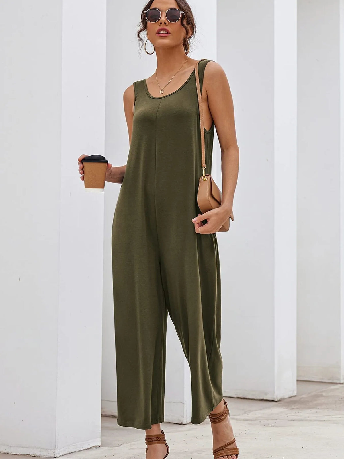 Sleeveless Wide Leg Casual Jumpsuit