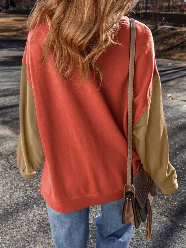 Halloween Glitter Ghost Patched Pattern Color Block Sweatshirt 100100777185728 59 Women's Holiday Apparel Jerry's Apparel 