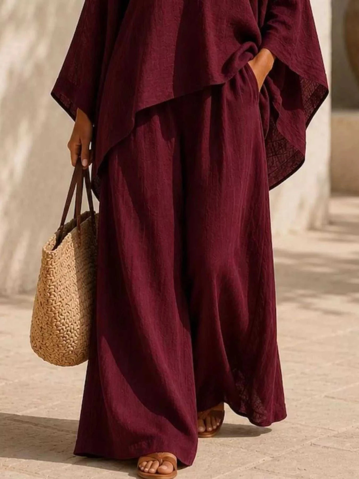 Full Size Loose Fit Top and Wide-Leg Pants Set Plus Size 101001296470286 42 Affordable Fashion Under $100 Jerry's Apparel 