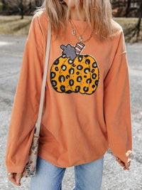 Halloween Leopard Pumpkin Patchwork Ribbed Sweatshirt 101001373546441 40 Affordable Fashion Under $100 Jerry's Apparel 