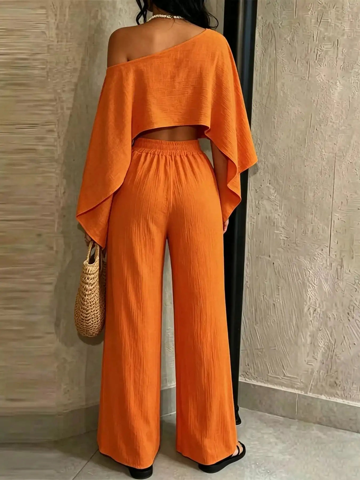 Boat Neck Crop Top and Wide-Leg Pants Set 101001634822589 57 Affordable Fashion Under $100 Jerry's Apparel 