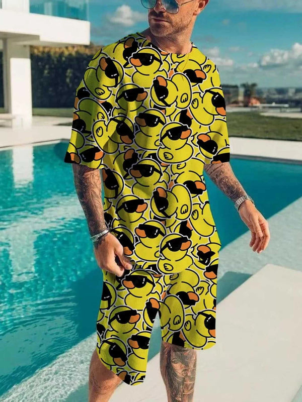 Men's Full Size Printed Short Sleeve Tee and Shorts Plus Size 100400708673466 25 Affordable Fashion Under $100 Jerry's Apparel 