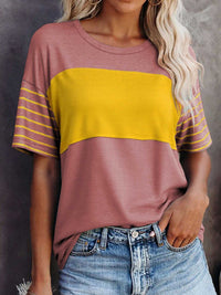 Color Block Striped Detail Loose T Shirt 100100817059752 28 Affordable Fashion Under $100 Jerry's Apparel 