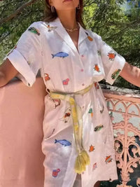 Printed Button Up Shirt Dress