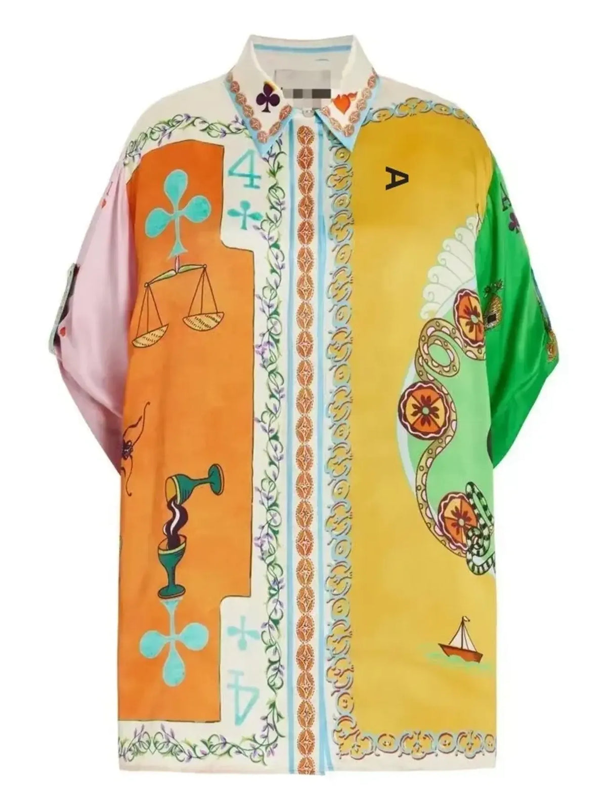 Printed Button Up Shirt and Shorts Set