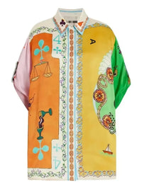 Printed Button Up Shirt and Shorts Set