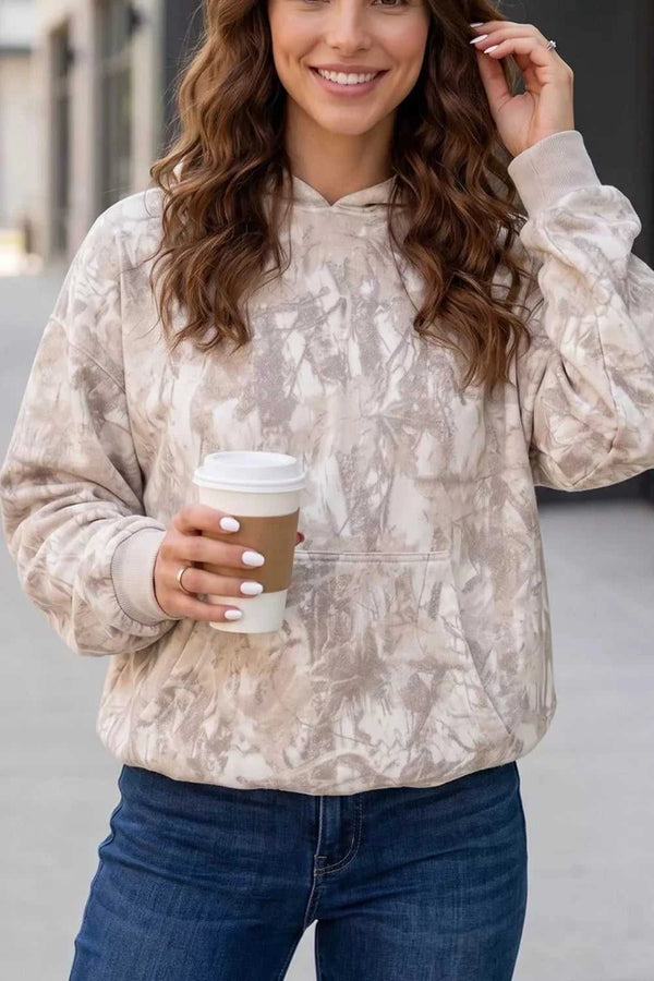 Abstract Print Ribbed Cuffs Hem Long Sleeve Hoodie 100100822662366 41 Affordable Fashion Under $100 Jerry's Apparel 