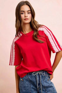 BiBi French Terry Side Lace Detail Short Sleeves Top 100100237661933 42 Affordable Fashion Under $100 Jerry's Apparel 