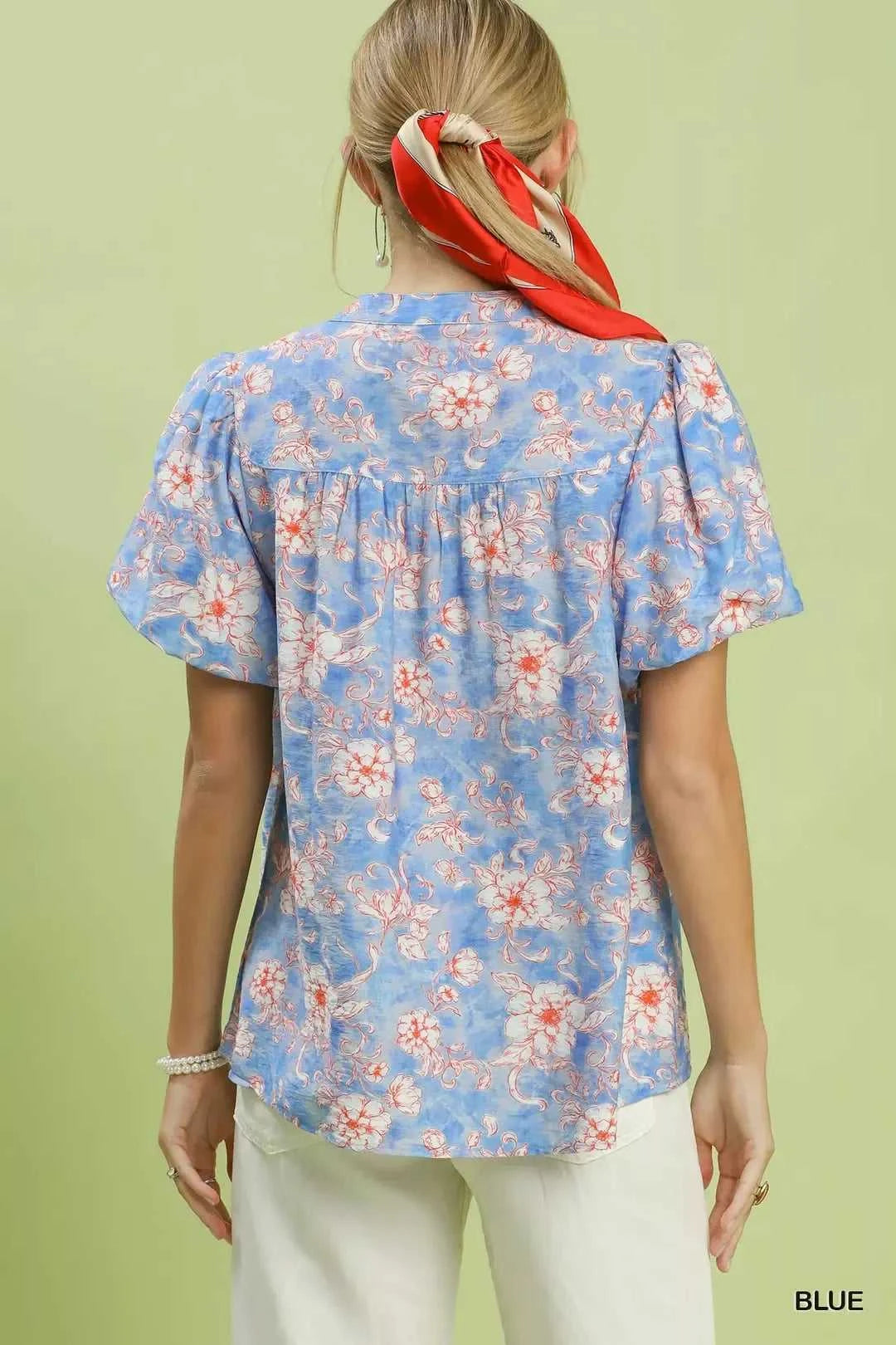 Umgee Floral Button-Front Short Sleeve Shirt 100100097331745 49 Affordable Fashion Under $100 Jerry's Apparel 