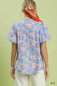 Umgee Floral Button-Front Short Sleeve Shirt 100100097331745 49 Affordable Fashion Under $100 Jerry's Apparel 